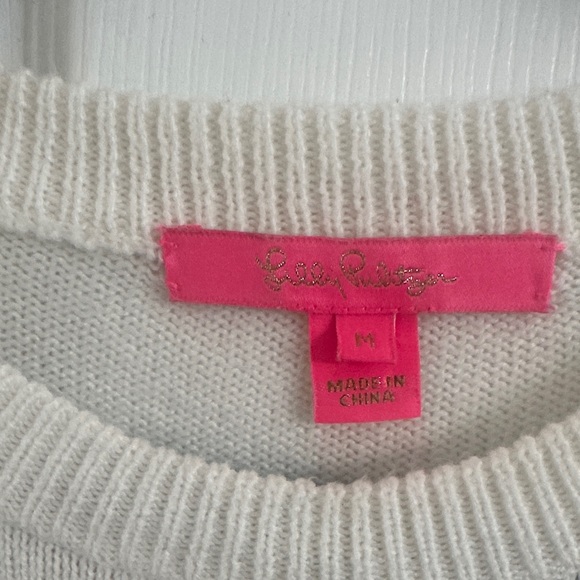 Lilly Pulitzer Cream and Red Striped Sweater size M Love and Sunshine - Picture 2 of 3